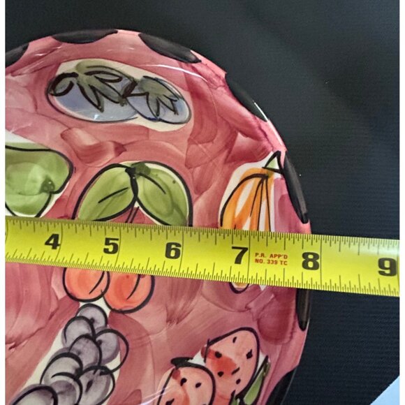 Stoviglielia Pink/Red Italian Hand-Painted Ceramic Fruit Bowl 9” Dining READ: - Picture 5 of 10